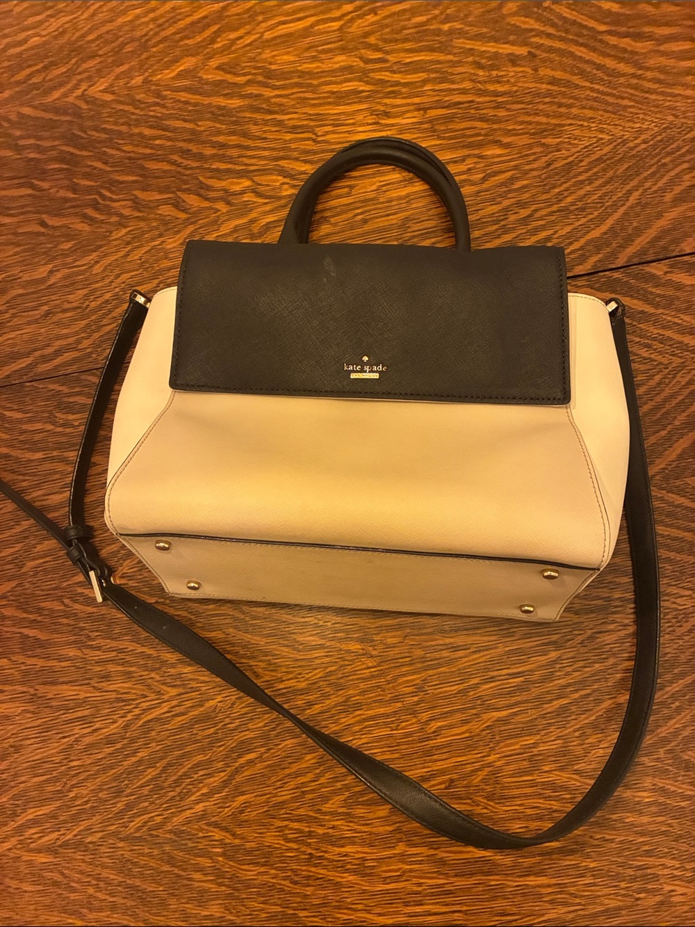 kate spade Black and Cream Structured Satchel